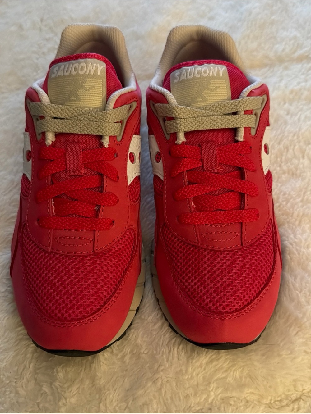 Saucony Red and White Athletic Sneakers size 6 1/2 brand new